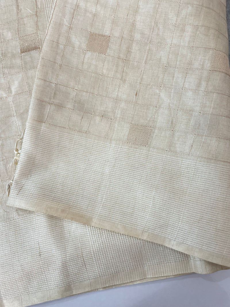 Blended tussar saree with embriodery - MS8665 Cream as