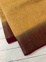 Jute silk sarees with contrast pallu & blouse MJL396