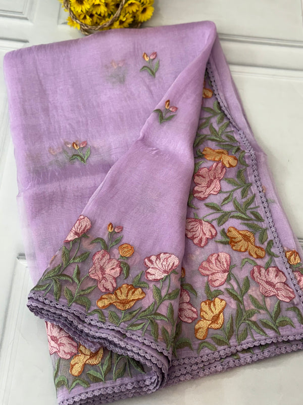 Tissue Organza saree MS14717 - Lavender