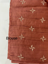 Crushed Blended tussar silk saree with embroidery- SNFCYEY Pinkish Brown