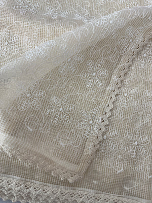 Phulkari NetKota Embroidery saree - MS6009(1) Offwhite
