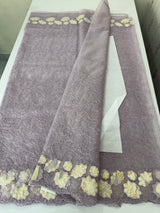 Soft Organza saree with thread work and tissue applique borders - MCW605 DustyLavender