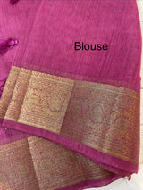 Jute silk saree with antique zari weaving MJL399- DarkOnion