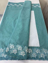 Soft organza saree with sequins cutwork borders- MCW541 - Blue