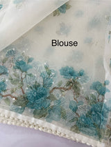Organza saree with prints & hand embriodery work MS15333