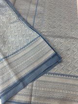Banarasi semi katan saree in silver zari MS14667 - PowderBlue