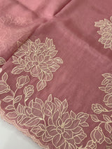 Tissue mix soft Organza saree with applique work MSCK38 Pink