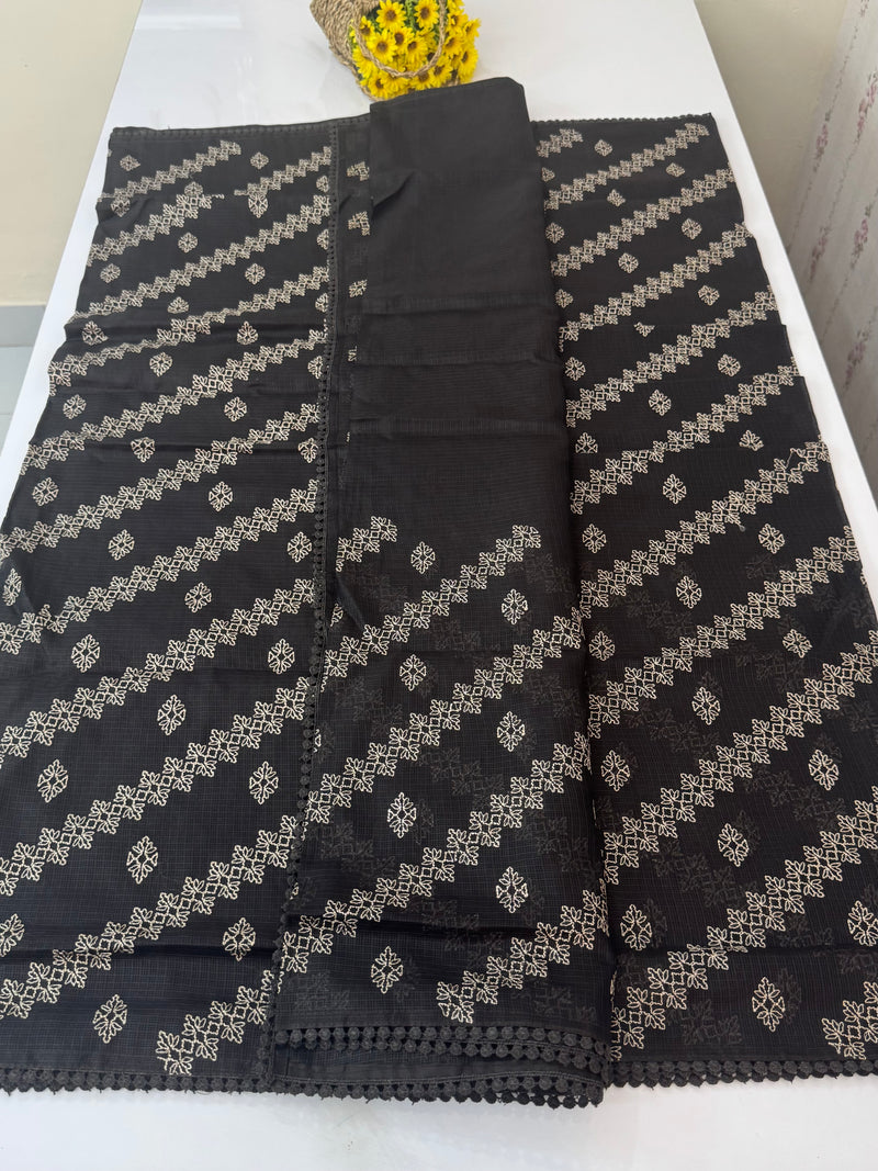 Soft kota silk saree with embriodery MS14808 Black