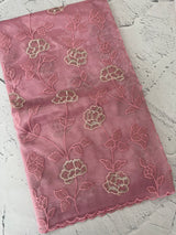 Glassy tissue organza saree with embroidery FKSF788 PastelPink