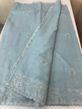 Mul chanderi saree with applique borders MSH112 - PowderBlue
