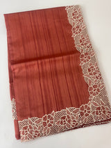 Cutwork Semi tussar saree MTSS879 Dark Peach
