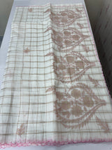 Check Mul chanderi saree with applique work MSH164 - White to Pink