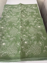 Organza saree with thread work - MSH192 Green