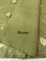 Cutwork Raw silk saree MSH228(2) DustyGreen