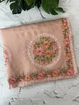 Tissue mix crush Organza saree with embroidery work MS6788 - PeachPink