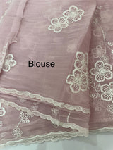 Crush Tissue Organza saree with embroidery - MS14799 PastelPink
