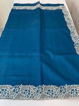 Cutwork Semi tussar saree MTSS879 DeepBlue