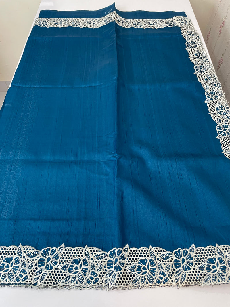 Cutwork Semi tussar saree MTSS879 DeepBlue