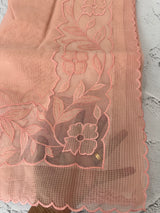 Moonga checks saree with Net Applique borders  MSH159 Peach