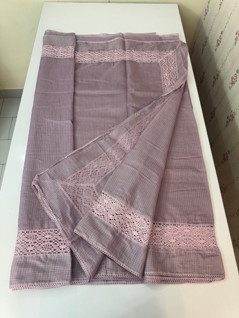 Kota saree with crochet work and lace border MCJ879 PastelMauve