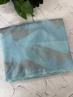 Semi organza saree with thread work - MSH931 DustyBlue