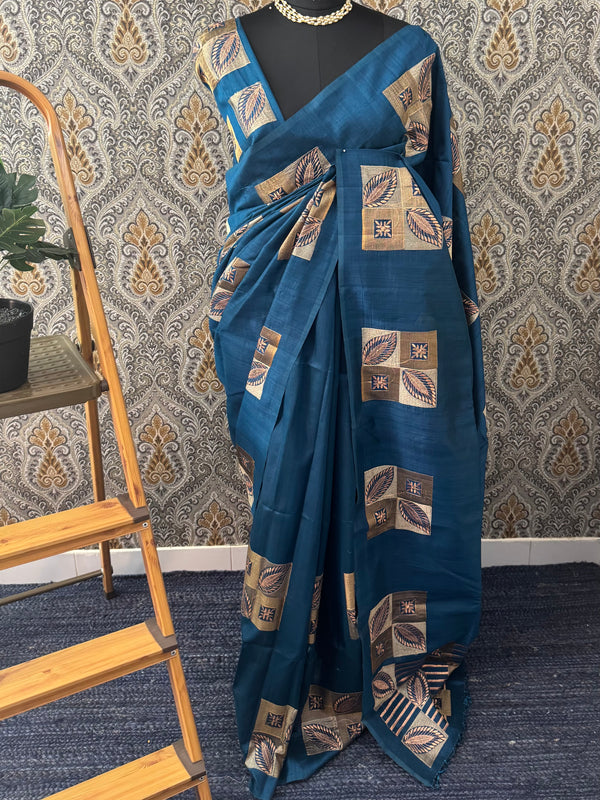 Blended tussar silk saree with embroidery - MS78911