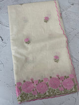 Mul chanderi embriodery saree with scalloped borders MSH176