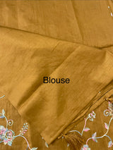 Tussar finish soft silk saree with thread embroidery MTS568 SpicyMustard