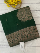 Semi banarasi Crepe Chiffon saree - MS1499 BOTTLEGREEN