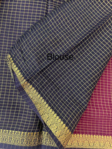 Crepe chiffon saree with small checks zari weaving  MS81890