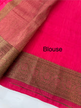 Jute silk saree with antique zari weaving MJL399 Fuchsia Pink
