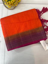 Jute silk sarees with contrast pallu & blouse MJL396