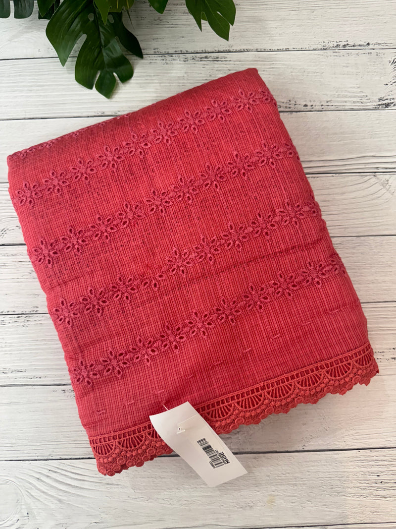 NetKota Hakoba saree with lace border MS6713- Reddish Peach