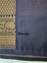 Banarasi semi katan saree with contrast border MKS455 Red to DarkBlue