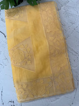 Viscose Organza saree with applique work-MSH101 MangoYellow