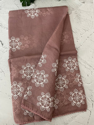 Soft kota checks saree with embroidery - MS7676