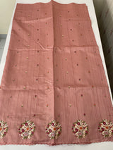 Blended tussar silk saree with embroidery- MS1072 NudePeach