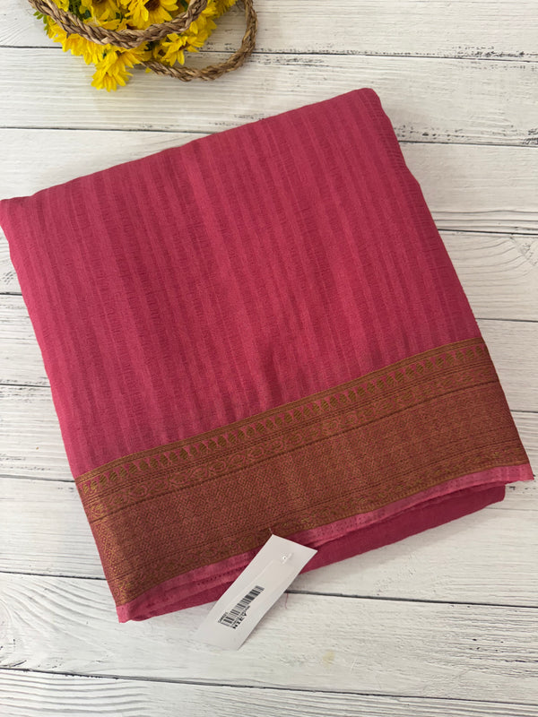 Crepe Banarasi viscose Georgette saree with brocade blouse MS953211- PeachPink