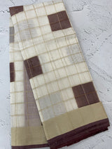 Checks semi chanderi saree  MS9871 - Coffee