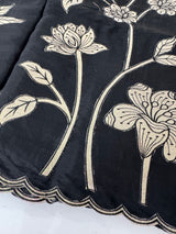 Malai chanderi saree with applique work MSM6201 Black