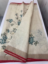 Tissue linen saree with handpainting and kanta work blouse MS14462 (7)