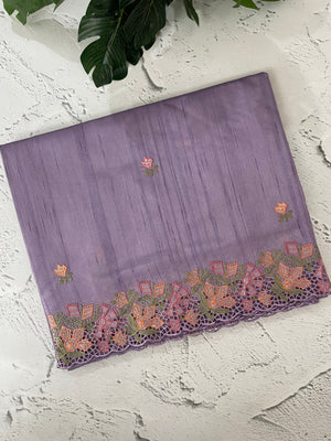 Blended tussar saree with cutwork border- MSHK695