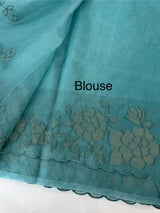 Soft organza saree with applique work - MCW543 Blue