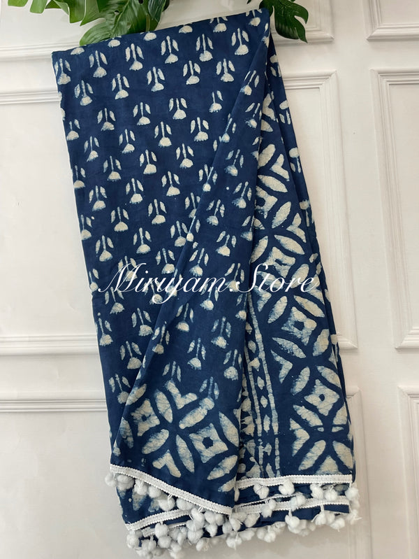 Indigo pure cotton saree SBHB8