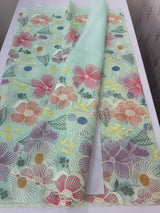 Viscose organza saree with thread work - MSH296 AquaGreen