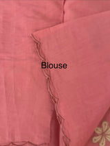 Malai chanderi saree with applique work MSM6201 Peach