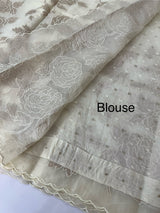 Premium Organza saree with tissue appliqué work - MMG311 - Offwhite
