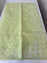 Khadi Linen saree with net applique borders MSH247 PistaGreen
