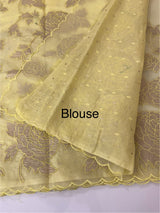 Premium Organza saree with tissue appliqué work - MMG311- Yellow