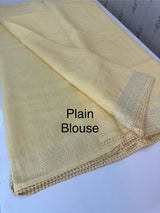 Semi linen saree with chikanakari embroidery- MS15086 PastelYellow